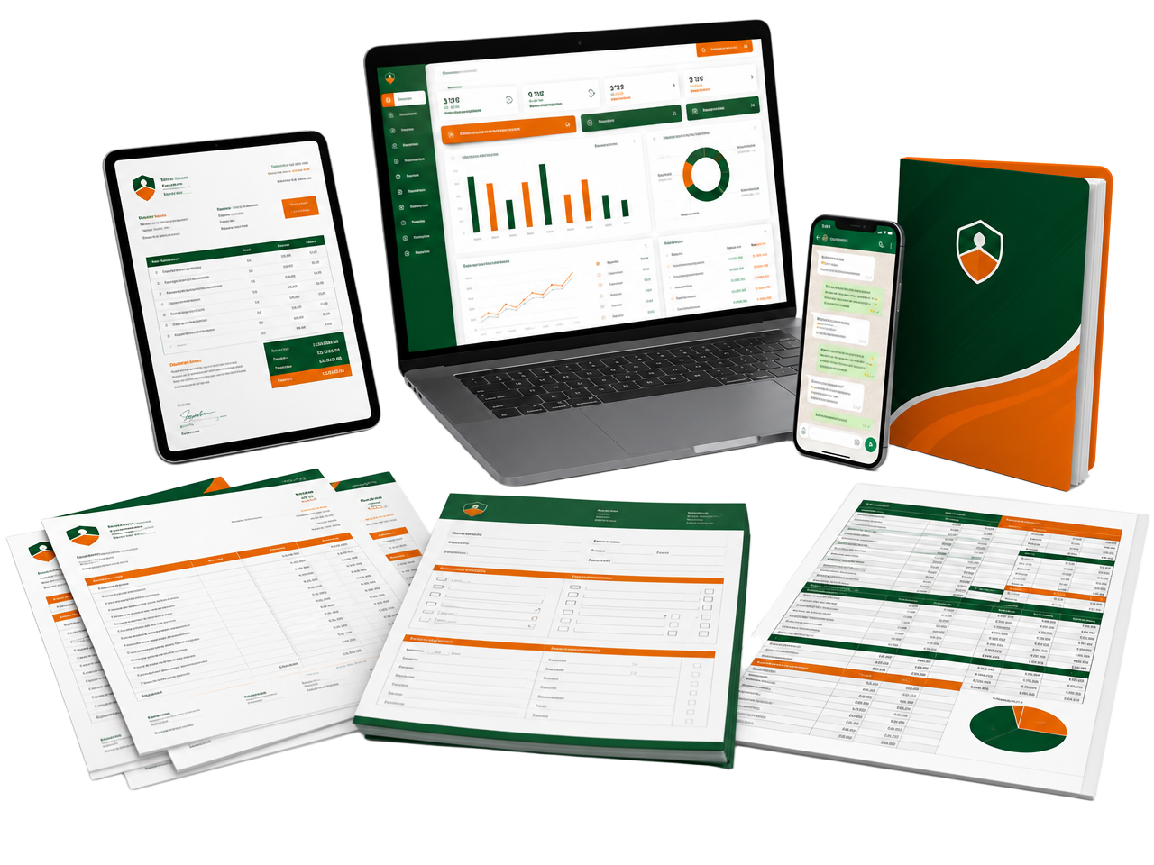 QuoteBuddy Contractor Business Kit PRO: laptop business dashboard, quotation and invoice templates, job cards and WhatsApp scripts